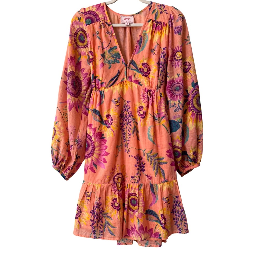 Anthropologie Banjanan Sunflower Fall Cotton Long Sleeve‎ Dress (Size M, EUC) - Picture 8 of 9